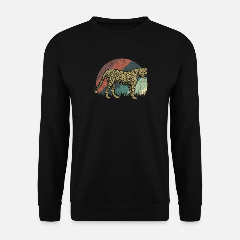 Gepard auf Retrokunst Tiergeschenk - Unisex Pullover - Schwarz