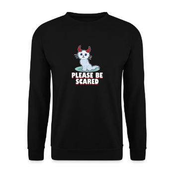 Cat halloween devil horns scary gift idea - Unisex Sweatshirt - black - Front - Alina (178cm) & Michal (187cm)
