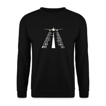 Alphabet d'avion pilote - Sweat-shirt Unisexe - noir - Devant - Alina (178cm) & Michal (187cm)