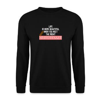 hair stylist - Unisex Sweatshirt - black - Front - Alina (178cm) & Michal (187cm)