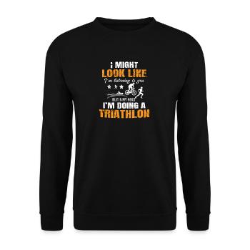 Triathlon triathlete gift - Unisex Sweatshirt - black - Front - Alina (178cm) & Michal (187cm)