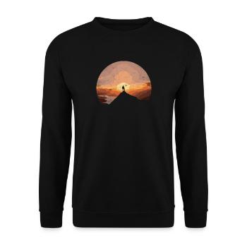 Gipfelstürmer Bergsteiger Geschenk Wandern Alpen - Unisex Pullover - Schwarz - Vorne - Alina (178cm) & Michal (187cm)