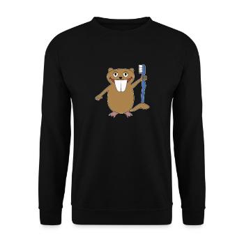 Rat beaver gift children toothbrush toothbrush - Unisex Sweatshirt - black - Front - Alina (178cm) & Michal (187cm)