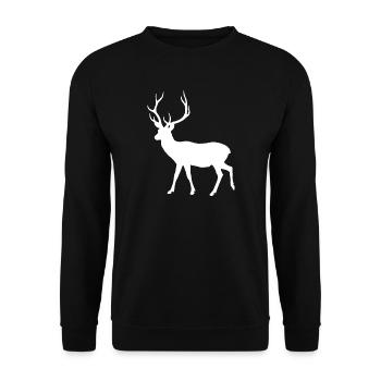 Hirsch - Unisex Pullover - Schwarz - Vorne - Alina (178cm) & Michal (187cm)