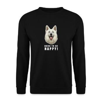 White Swiss Shepherd Dog | Born to be happy - Unisex Sweatshirt - black - Front - Alina (178cm) & Michal (187cm)
