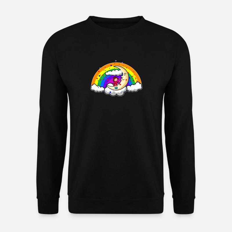 Regenbogen Liebe Mond Doodle Art - Unisex Pullover - Schwarz