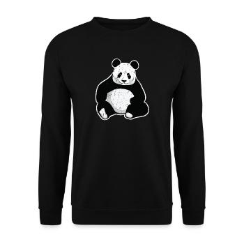 Großer Panda Giant Panda - Unisex Pullover - Schwarz - Vorne - Alina (178cm) & Michal (187cm)