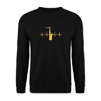T-shirt de battement de coeur de saxophone, cadeau de joueur de saxophone - Sweat-shirt Unisexe - noir - Devant - Alina (178cm) & Michal (187cm)