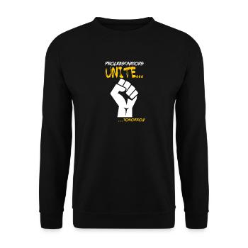 Prokrastination vereint morgen - Unisex Pullover - Schwarz - Vorne - Alina (178cm) & Michal (187cm)