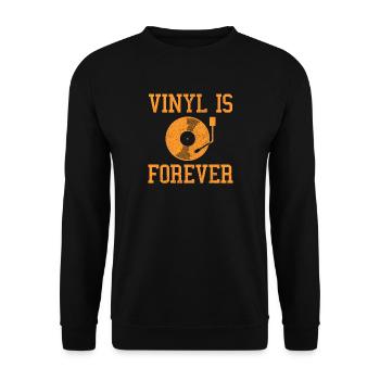 Vinyl Is Forever - Vintage Retro DJ Schallplatte - Unisex Pullover - Schwarz - Vorne - Alina (178cm) & Michal (187cm)