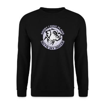 Sorry I Have Plans With My Boxer Bulldog Hund - Unisex Pullover - Schwarz - Vorne - Alina (178cm) & Michal (187cm)