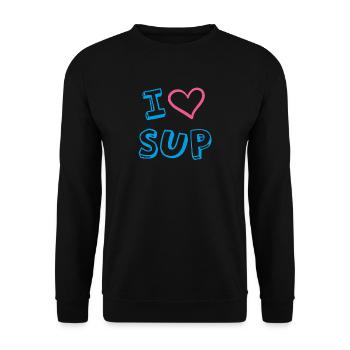 I LOVE SUP - SUP Shirt T-Shirt for SUP Girl - Unisex Sweatshirt - black - Front - Alina (178cm) & Michal (187cm)