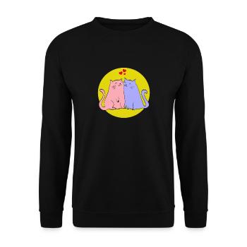 Katzen - Unisex Pullover - Schwarz - Vorne - Alina (178cm) & Michal (187cm)
