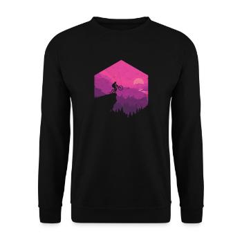Sunset Canyon Cycling Mountain Bike MTB - Unisex Sweatshirt - black - Front - Alina (178cm) & Michal (187cm)