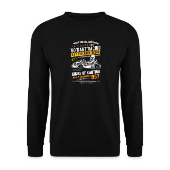 Go Kart Rennfahrer Motorsport Geschenkidee - Unisex Pullover - Schwarz - Vorne - Alina (178cm) & Michal (187cm)