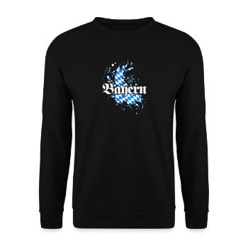Bayern, Bayern Flagge, blau weiß, - Unisex Pullover - Schwarz - Vorne - Alina (178cm) & Michal (187cm)