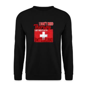 Je n'ai pas besoin de thérapie - Aller en Suisse - Sweat-shirt Unisexe - noir - Devant - Alina (178cm) & Michal (187cm)