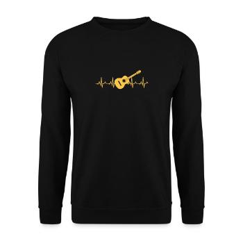 Guitar Heartbeat T-Shirt, Acoustic Guitar Player - Unisex Sweatshirt - black - Front - Alina (178cm) & Michal (187cm)