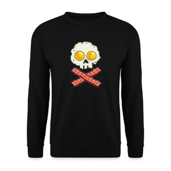Eggs with Bacon Skull Skull Breakfast Skeleton - Unisex Sweatshirt - black - Front - Alina (178cm) & Michal (187cm)