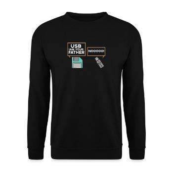USB I at Your Father Nerd Computer IT Geek - Unisex Sweatshirt - black - Front - Alina (178cm) & Michal (187cm)