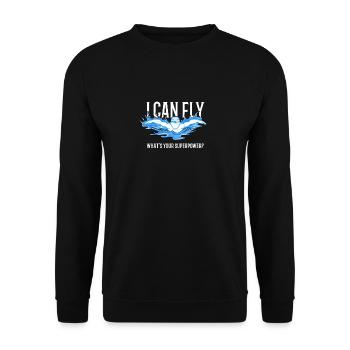 I can fly what`s your superpower swimming swim - Unisex Sweatshirt - black - Front - Alina (178cm) & Michal (187cm)