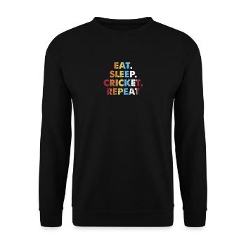 Retro Eat. Sleep. Cricket. Repeat. Vintage Sports - Unisex Sweatshirt - black - Front - Alina (178cm) & Michal (187cm)