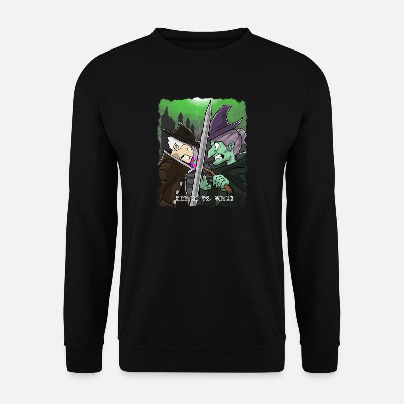 Hunter vs. Witch Hexe Halloween Monster gruselig - Unisex Pullover - Schwarz