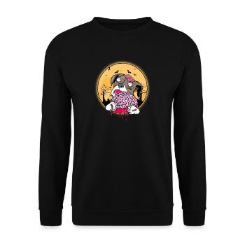 German Boxer Halloween Zombie Dog Gift - Unisex Sweatshirt - black - Front - Alina (178cm) & Michal (187cm)