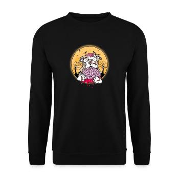 English Bulldog Halloween Zombie Dog Gift - Unisex Sweatshirt - black - Front - Alina (178cm) & Michal (187cm)