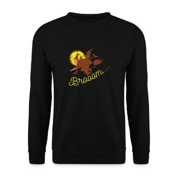 Witch-Witch Broooom - Unisex Sweatshirt - black - Front - Alina (178cm) & Michal (187cm)