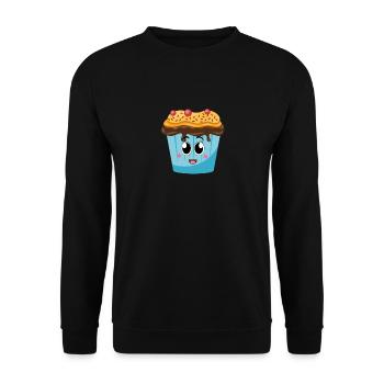 Nettes lächelndes Kuchen-T-Shirt Blau, lustiger Kuchen - Unisex Pullover - Schwarz - Vorne - Alina (178cm) & Michal (187cm)