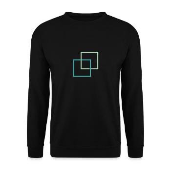 Geometrische Formen Vierecke - Unisex Pullover - Schwarz - Vorne - Alina (178cm) & Michal (187cm)