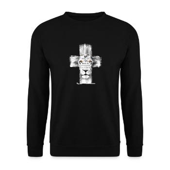 Löwe Jesus Kreuz Judah - Unisex Pullover - Schwarz - Vorne - Alina (178cm) & Michal (187cm)