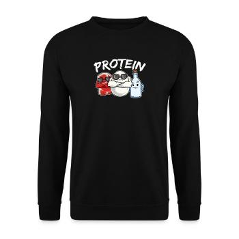 Protein Protein Muscle Building Training Fitness Force - Unisex Sweatshirt - black - Front - Alina (178cm) & Michal (187cm)