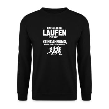 Jogger Tag ohne Laufen? Unmöglich! Geschenk - Unisex Pullover - Schwarz - Vorne - Alina (178cm) & Michal (187cm)