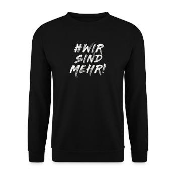 #WIRSINDMEHR # Wir sind mehr - Unisex Pullover - Schwarz - Vorne - Alina (178cm) & Michal (187cm)