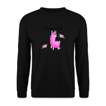 Lamaste - Lama und Einhorn in einem - Unisex Pullover - Schwarz - Vorne - Alina (178cm) & Michal (187cm)