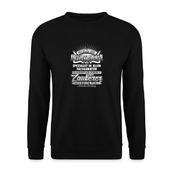 Mechatroniker Spezialist und Zauberer Geschenk - Unisex Pullover - Schwarz - Vorne - Alina (178cm) & Michal (187cm)