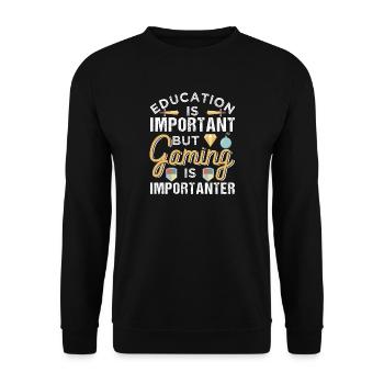 Gaming is Importanter - Unisex Pullover - Schwarz - Vorne - Alina (178cm) & Michal (187cm)