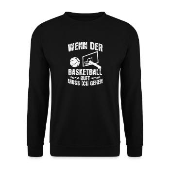 Basketball-Fan Der Basketball ruft Geschenk - Unisex Pullover - Schwarz - Vorne - Alina (178cm) & Michal (187cm)