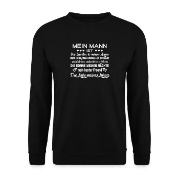 Mari amour de mon cadeau de vie - Sweat-shirt Unisexe - noir - Devant - Alina (178cm) & Michal (187cm)