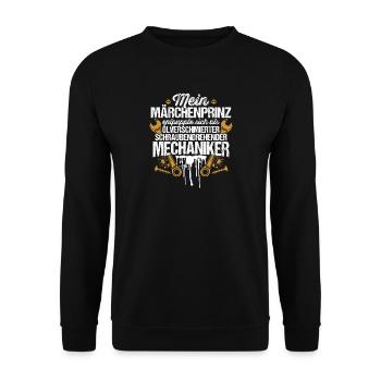 Mechaniker-Freundin Märchenprinz Geschenk - Unisex Pullover - Schwarz - Vorne - Alina (178cm) & Michal (187cm)
