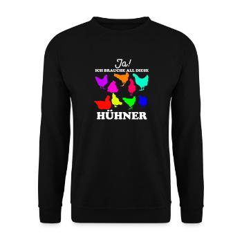 Mein bunter Hühnerstall - Unisex Pullover - Schwarz - Vorne - Alina (178cm) & Michal (187cm)