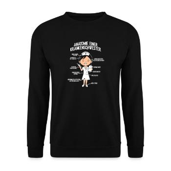 Krankenpflegerin Krankenschwester-Anatom Geschenk - Unisex Pullover - Schwarz - Vorne - Alina (178cm) & Michal (187cm)