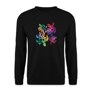 Schildkröte Geschenk Karibik Badeurlaub Ozean Meer - Unisex Pullover - Schwarz - Vorne - Alina (178cm) & Michal (187cm)
