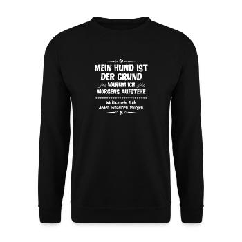 Hundeliebhaber Hunde für Frühaufsteher Geschenk - Unisex Pullover - Schwarz - Vorne - Alina (178cm) & Michal (187cm)