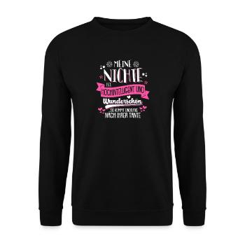 Tante Tolle Nichte kommt nach mir Geschenk - Unisex Pullover - Schwarz - Vorne - Alina (178cm) & Michal (187cm)