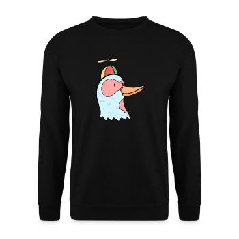Ente Entchen Propeller Schulkind Geschenkidee - Unisex Pullover - Schwarz - Vorne - Alina (178cm) & Michal (187cm)