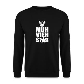 Muh vieh star mit cow head und star - Unisex Pullover - Schwarz - Vorne - Alina (178cm) & Michal (187cm)