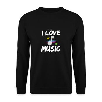 I Love Music I Music Musician Note Sheet Music Charts - Unisex Sweatshirt - black - Front - Alina (178cm) & Michal (187cm)